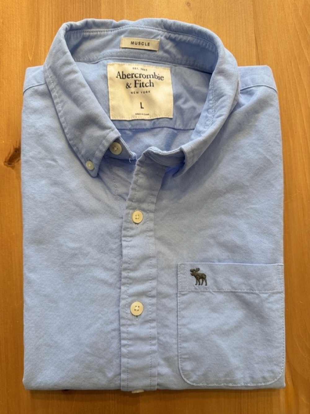 Abercrombie & Fitch Men's Powder Blue Button-Down Shirt